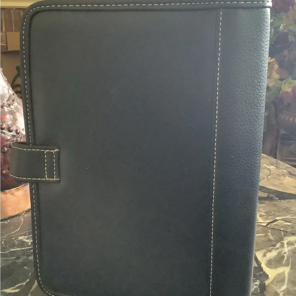 Franklin covey black leather bound planner organizer journal 7x9.5